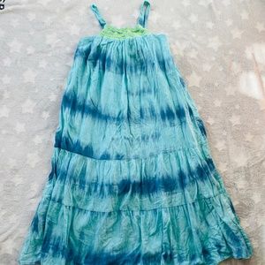 Cat & Jack Girls Tie Dye Blue Maxi Dress (size L 10/12)